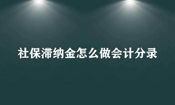 社保滞纳金怎么做会计分录