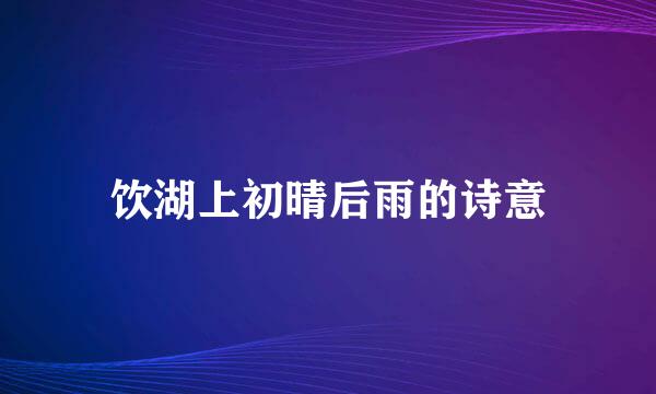 饮湖上初晴后雨的诗意