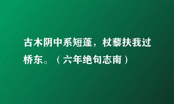 古木阴中系短蓬，杖藜扶我过桥东。（六年绝句志南）