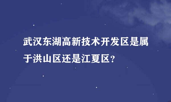 武汉东湖高新技术开发区是属于洪山区还是江夏区？