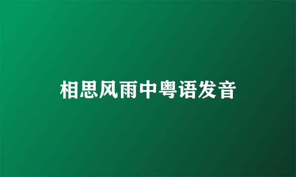 相思风雨中粤语发音