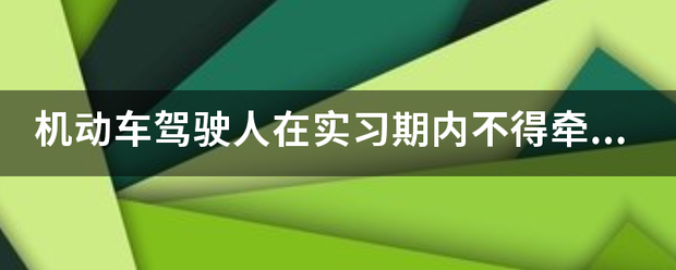 机动车驾驶人在实习期内不得牵引挂车是什么意思