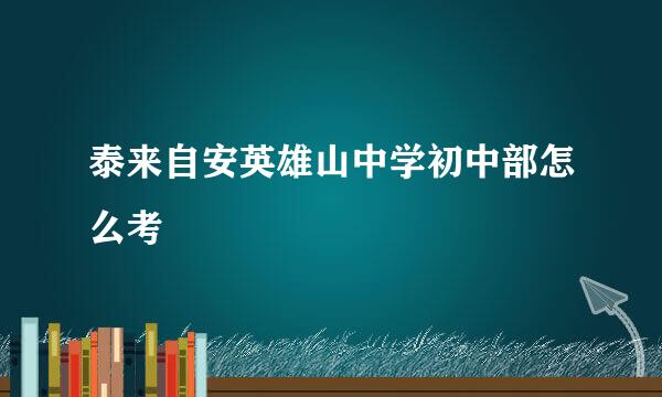 泰来自安英雄山中学初中部怎么考