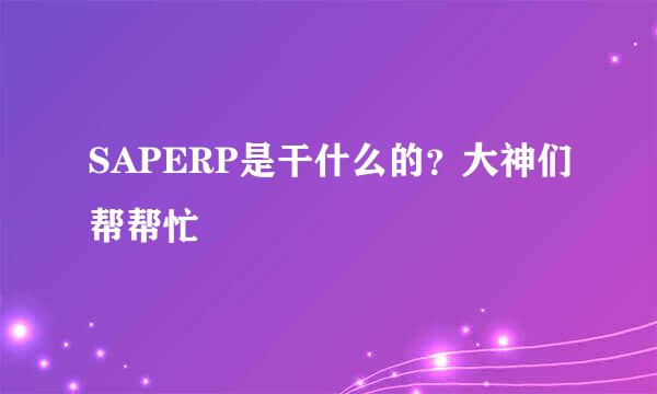 SAPERP是干什么的？大神们帮帮忙