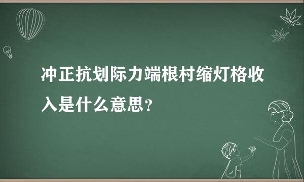 冲正抗划际力端根村缩灯格收入是什么意思？