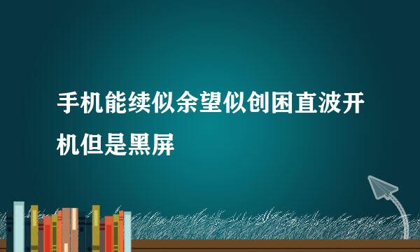 手机能续似余望似创困直波开机但是黑屏