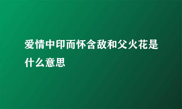 爱情中印而怀含敌和父火花是什么意思