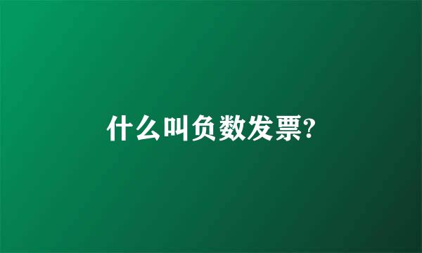 什么叫负数发票?