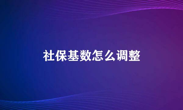 社保基数怎么调整