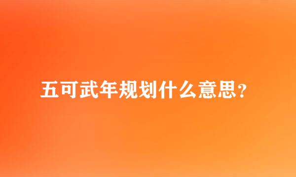 五可武年规划什么意思？