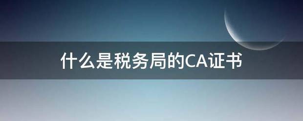 什么是税务局的CA证书