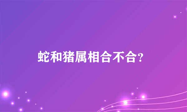 蛇和猪属相合不合？