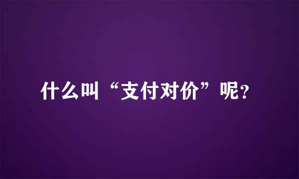 什么叫“支付对价”呢？