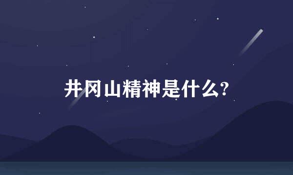 井冈山精神是什么?