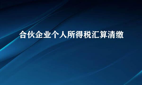 合伙企业个人所得税汇算清缴