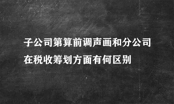 子公司第算前调声画和分公司在税收筹划方面有何区别