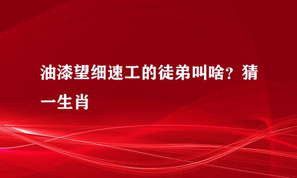 油漆望细速工的徒弟叫啥？猜一生肖