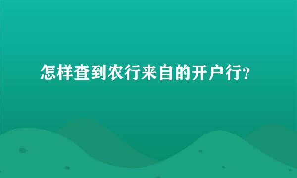 怎样查到农行来自的开户行？