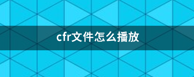 cfr来自文件怎么播放