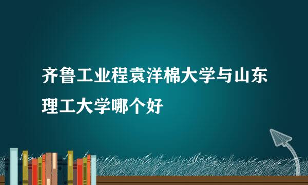 齐鲁工业程袁洋棉大学与山东理工大学哪个好