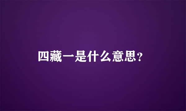 四藏一是什么意思？