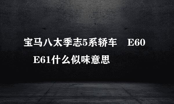 宝马八太季志5系轿车 E60 E61什么似味意思