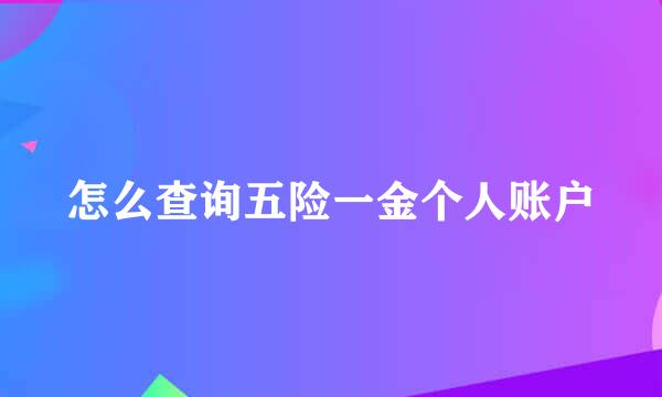 怎么查询五险一金个人账户