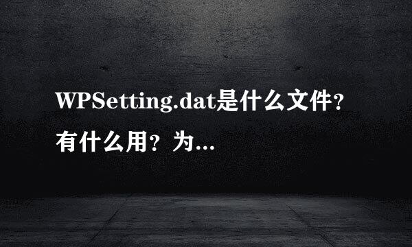 WPSetting.dat是什么文件？有什么用？为什么删了会自动恢复，是不是病毒产生的？？