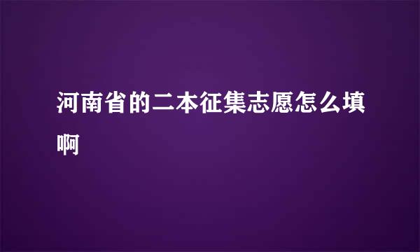 河南省的二本征集志愿怎么填啊