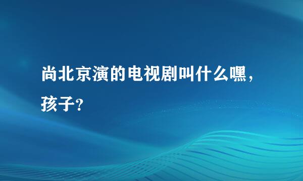 尚北京演的电视剧叫什么嘿，孩子？