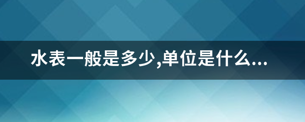 水表一般是多少,单位是什么,最大是多少？