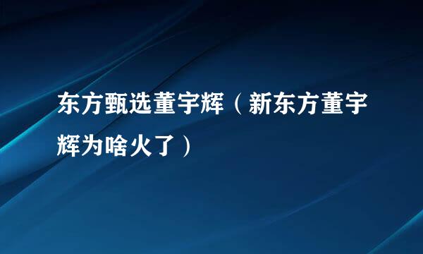 东方甄选董宇辉（新东方董宇辉为啥火了）