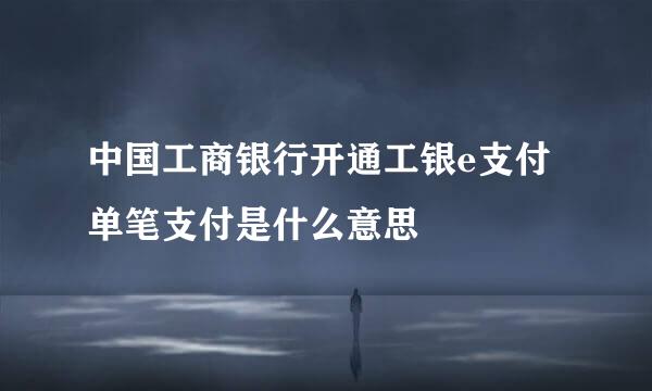 中国工商银行开通工银e支付单笔支付是什么意思