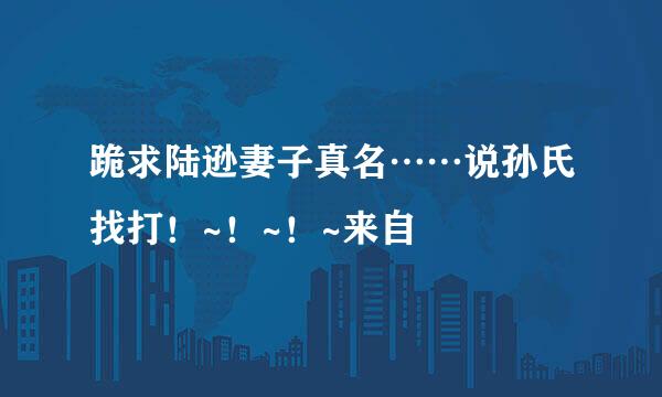 跪求陆逊妻子真名……说孙氏找打！~！~！~来自