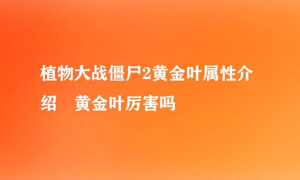 植物大战僵尸2黄金叶属性介绍 黄金叶厉害吗