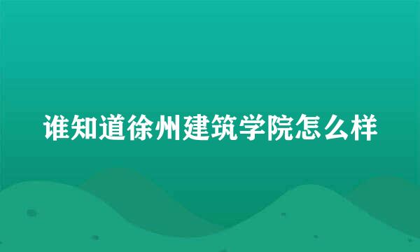 谁知道徐州建筑学院怎么样