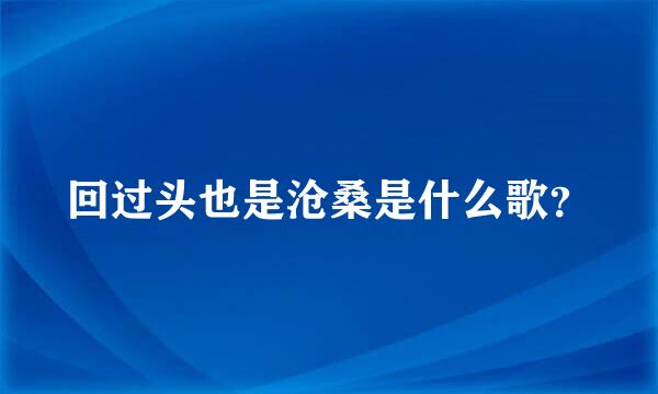 回过头也是沧桑是什么歌？