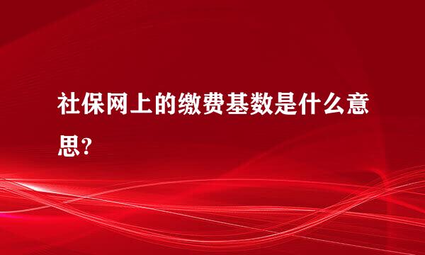 社保网上的缴费基数是什么意思?