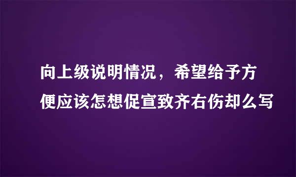 向上级说明情况，希望给予方便应该怎想促宣致齐右伤却么写