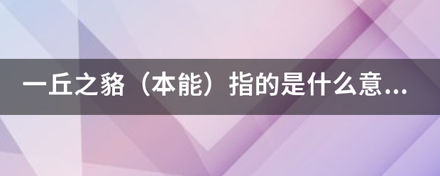 一丘之貉（本非问转氢所能）指的是什么意里什么生肖