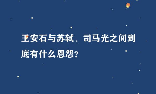 王安石与苏轼、司马光之间到底有什么恩怨？