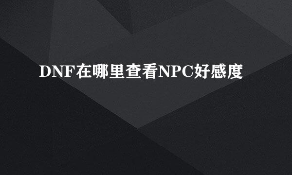 DNF在哪里查看NPC好感度