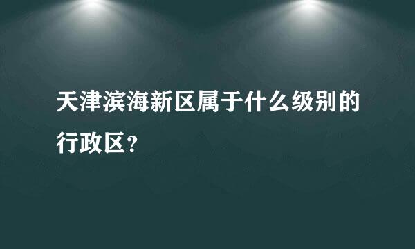 天津滨海新区属于什么级别的行政区？