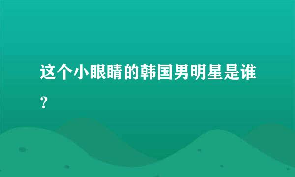 这个小眼睛的韩国男明星是谁？