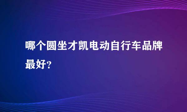 哪个圆坐才凯电动自行车品牌最好？