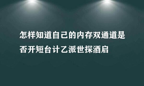 怎样知道自己的内存双通道是否开短台计乙派世探酒启