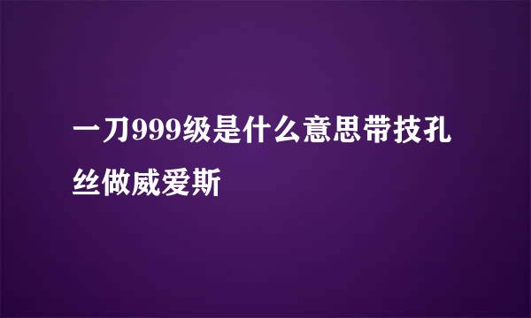 一刀999级是什么意思带技孔丝做威爱斯