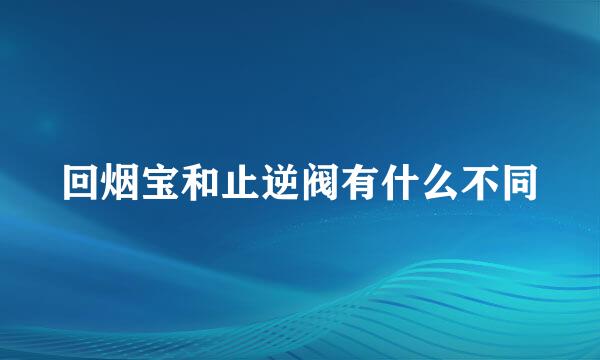 回烟宝和止逆阀有什么不同