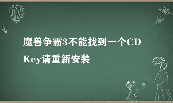 魔兽争霸3不能找到一个CD Key请重新安装