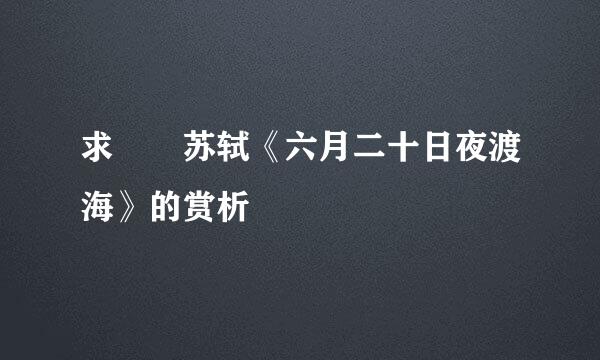 求  苏轼《六月二十日夜渡海》的赏析